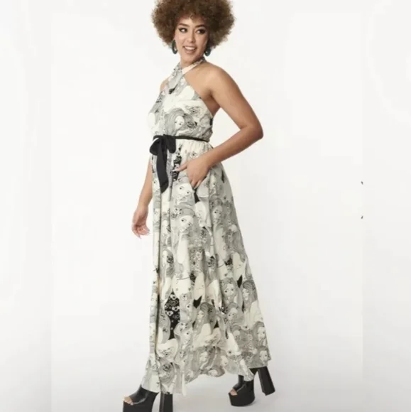 Smak Parlour Psychedelic Goddess Print Maxi Dress. Women's small - Picture 1 of 12